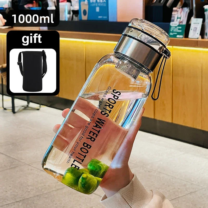 2L Large Capacity Glass Water Bottle Transparent Milk Juice Cup Outdoor Portable Leakproof Drinkware Tea Water Glass Bottle 2L - Clikcy
