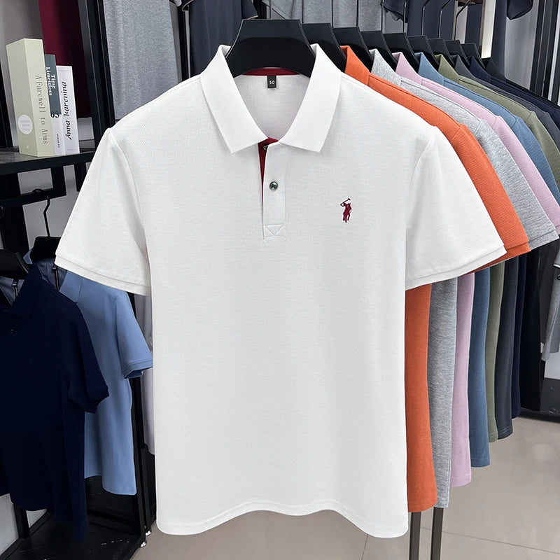 High end brand 100% cotton short sleeve polo shirt men's summer fashion designer new Paul pony embroidery casual golf T-shirt - Clikcy