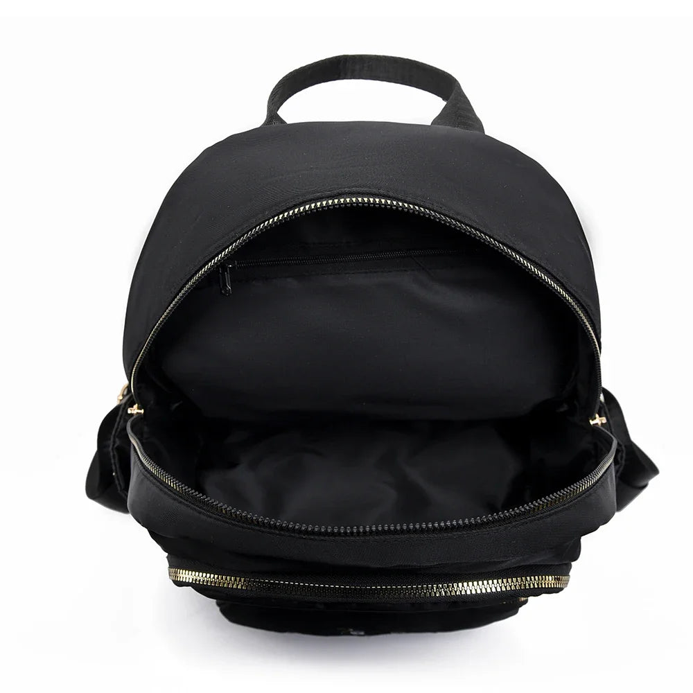 Fashion Nylon Backpack For Women Embroidery Design Student School Bag Leisure Travel Rucksack Popular Girl Commuting Sac A Dos - Clikcy