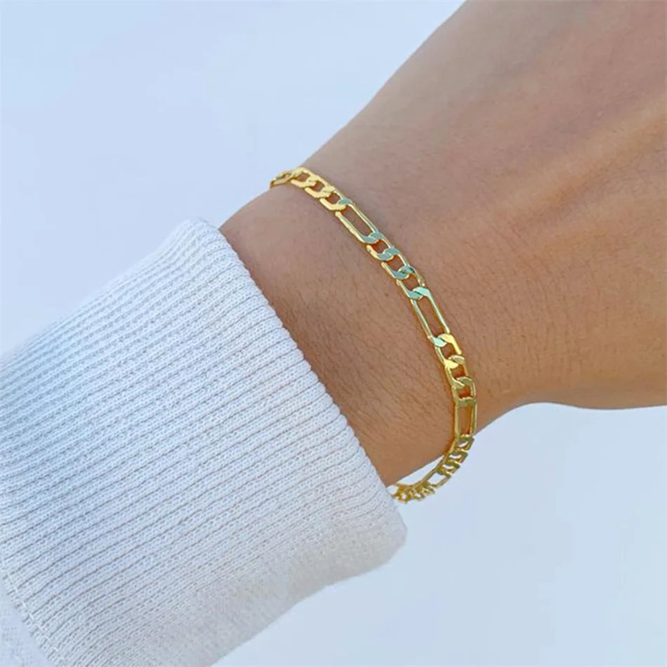 SUNIBI Classic Snake Chain Bracelets for Women Trend  Fashion Stainless Steel Cuban Chain Bracelet Trendy Woman Gifts Jewelry - Clikcy