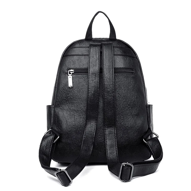 New Women Leather Backpack Designer Shoulder Bags for Women 2023 Back Pack School Bags for Teenage Girls Mochila Feminina - Clikcy
