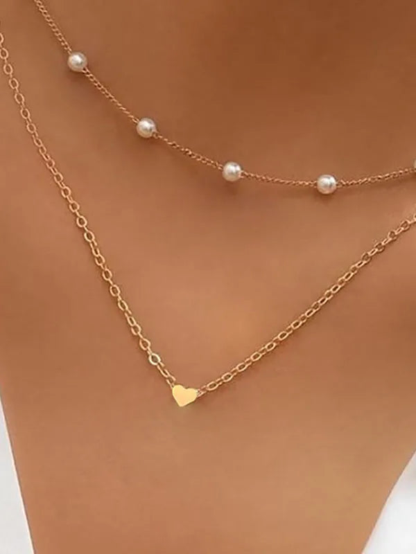 2024 Korean Fashion Heart Shape Necklaces For Women Simple Style Love Alloy Pendant Chains Choker Vinatge Cheap Trending Jewelry - Clikcy