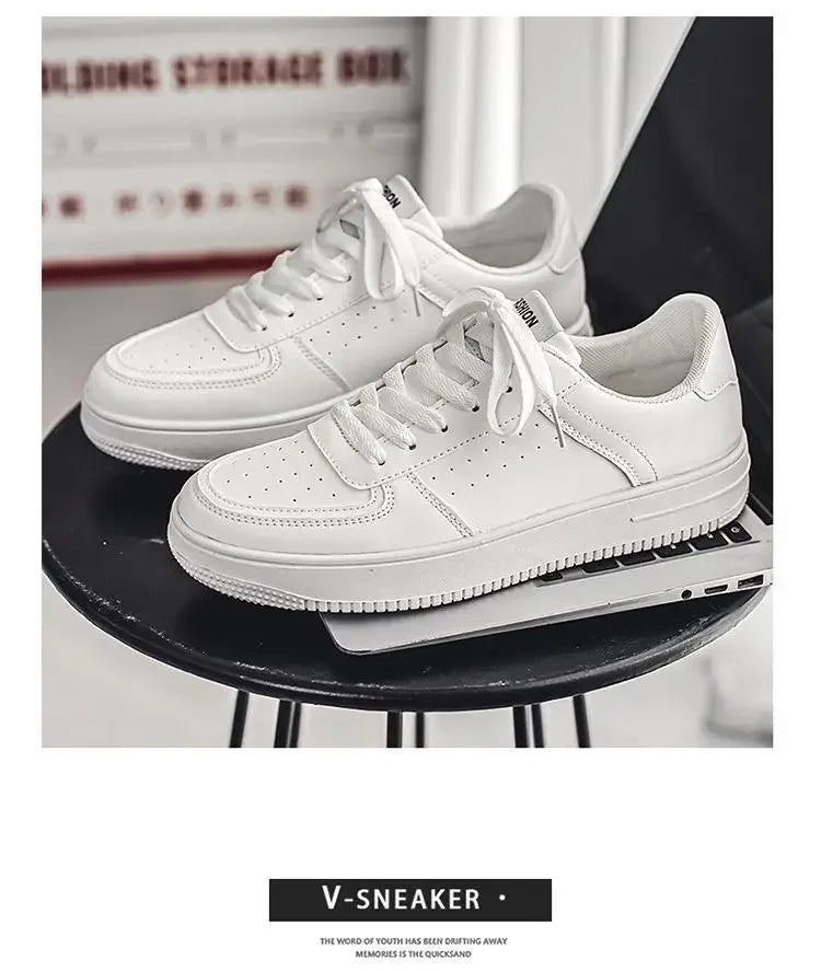 **2025 New White Shoes for Men's Spring Youth Casual Versatile Men's Shoes for Students Pure White Sports Board Shoes - Clikcy
