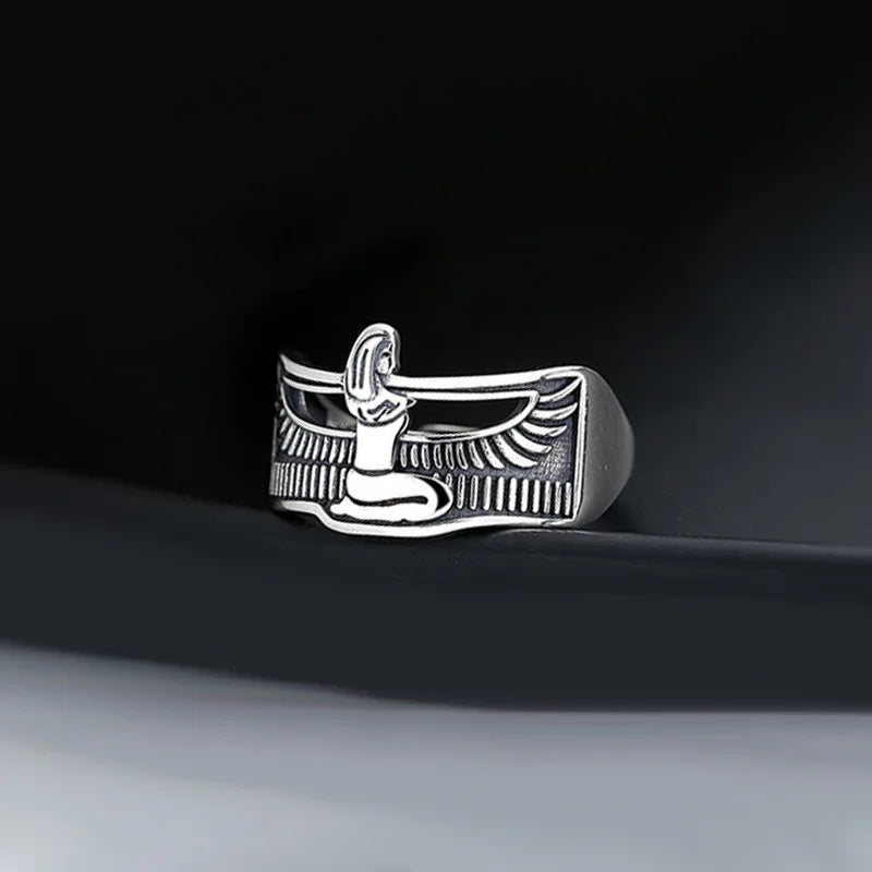 Elegant Retro Egypt Queen Thai Silver Ladies Finger Open Rings Jewelry For Women Never Fade Birthday Gifts Cheap - Clikcy