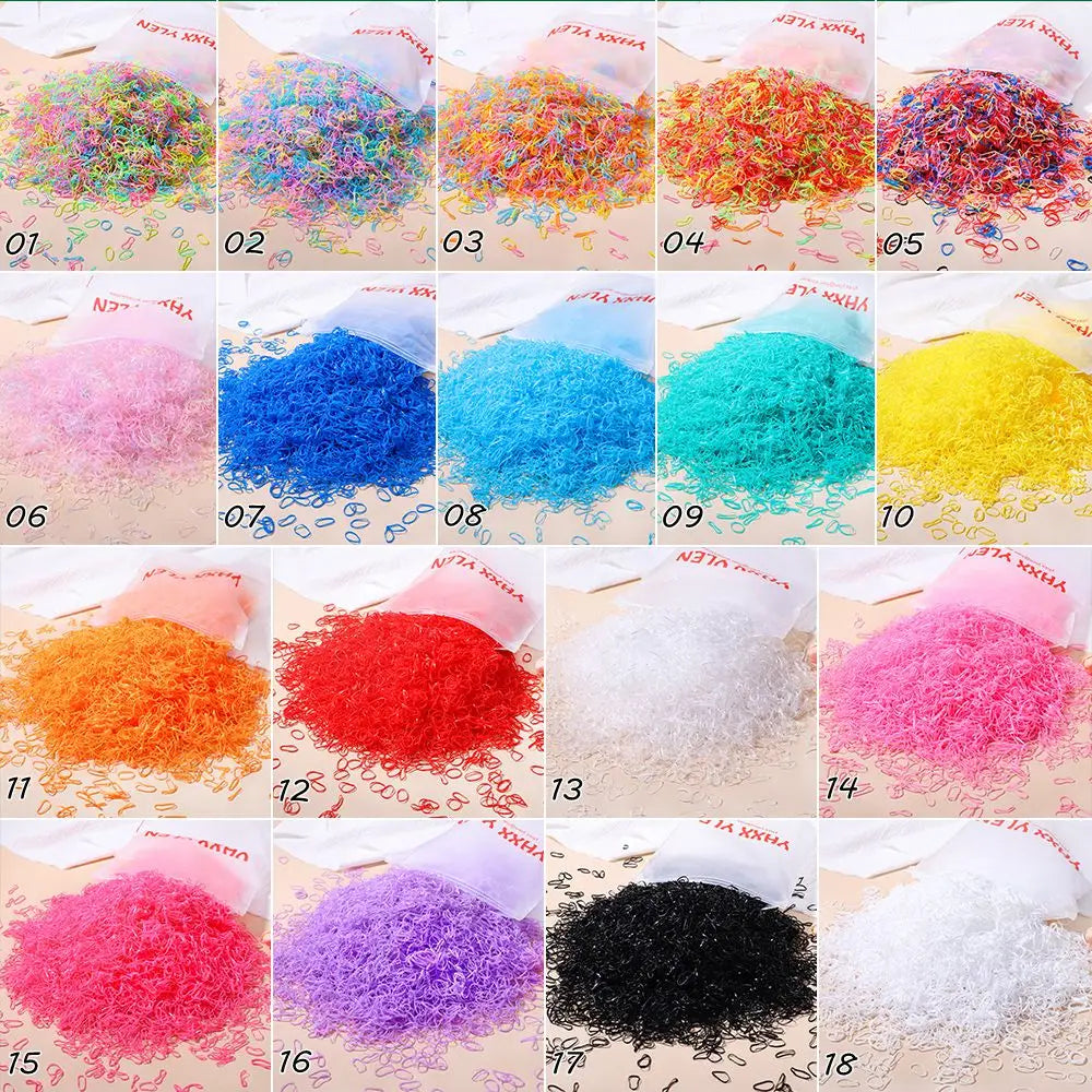 500/1000/2000pcs Girls Colourful Disposable Rubber Band Hair Ties Headband Children Ponytail Holder Bands Kids Hair Accessories - Clikcy
