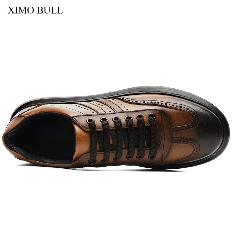 XIMO BULL Autumn Men's Casual Leather Shoes, Quality Men's Casual Sports Shoes, Business Outdoor Shoes, Men's Driving Work Shoes