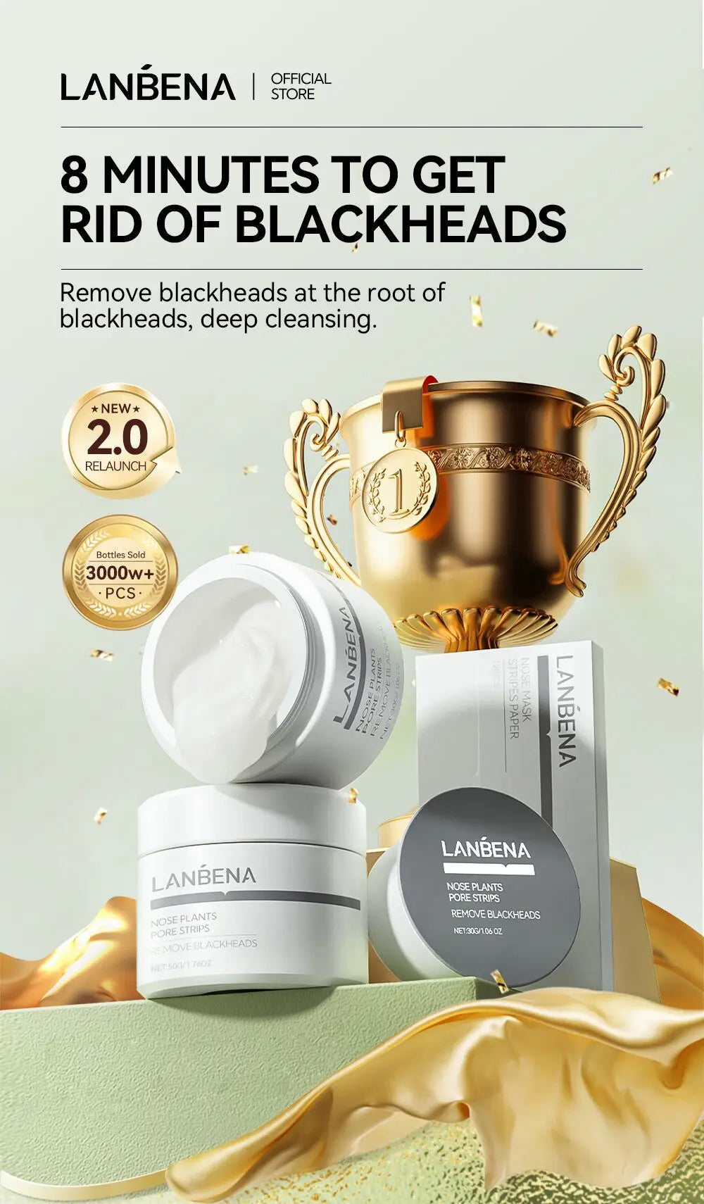 LANBENA New Style  Blackhead Remover Nose Mask Pore Strip Black Mask Peeling  Black Deep Cleansing Skin Care Beauty Health - Clikcy