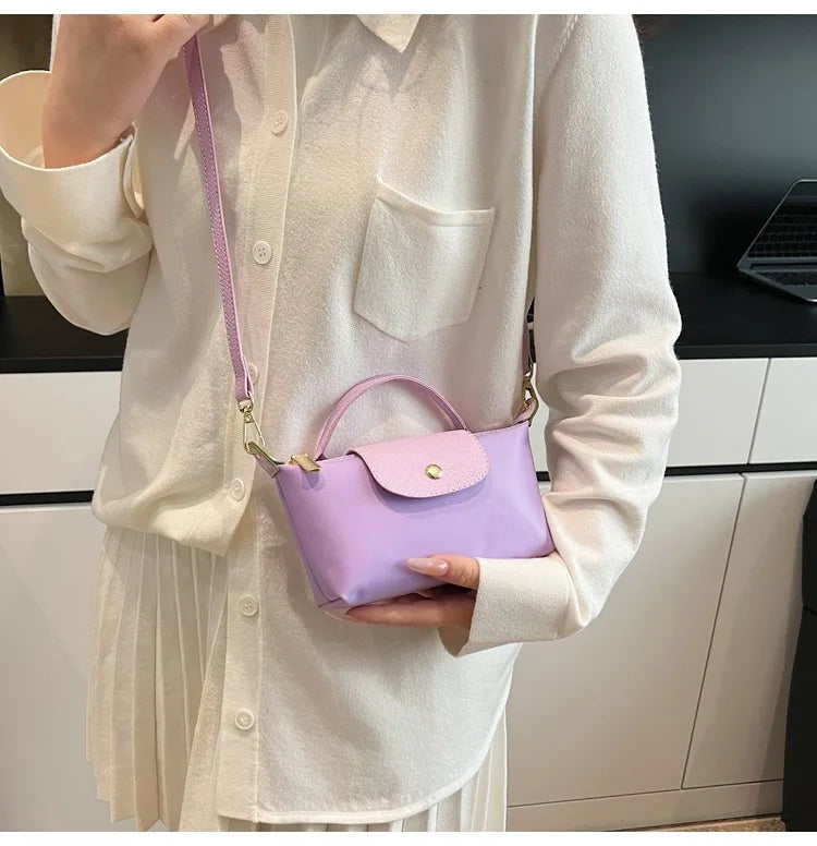 2025 summer lightweight shoulder crossbody bag, fashionable women's bag, plaid canvas, personalized and versatile dumpling bag