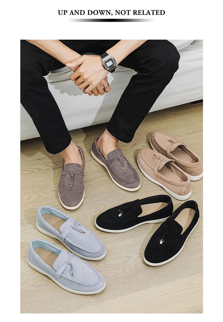 Summer Beige Moccasins For Men Comfortable Suede Casual Designer Men's Shoes Lightweight Slip-on Men Loafers zapatos para hombre - Clikcy