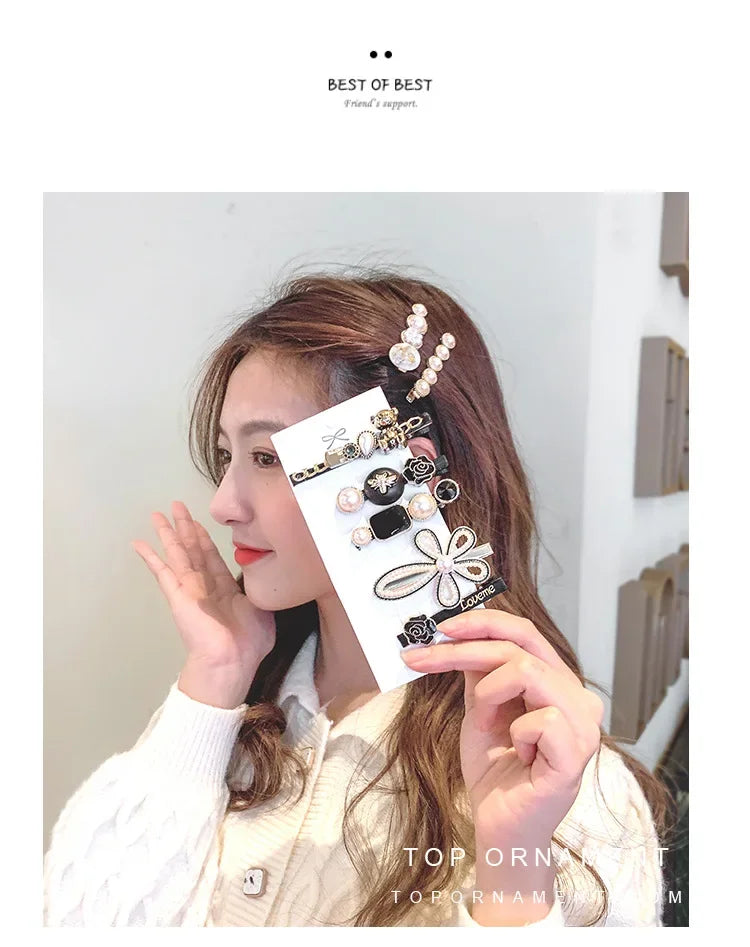 5pcs Women's Hairpin Side Hair Clip Set Designer Pearl Headwear Bangs Hairpin Headpiece Hair Accessories Hairwear Duckbill Clip - Clikcy