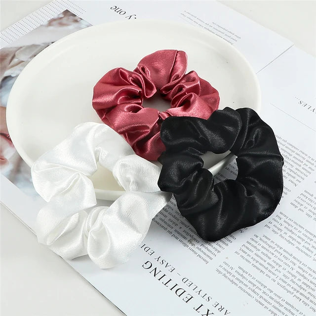 3Pcs/Lot Korean Printing Large Hair Bands For Women Girl Elastic Hair Ring Fashion Scrunchies Dating Party Headdress Accessories