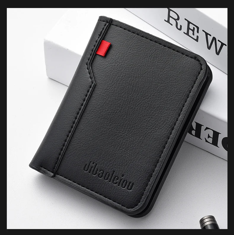 1Pc New Ultra-thin Mini Soft PU Leather Credit Card Wallet Holder Short Vertical High Quality Men's Wallet - Clikcy