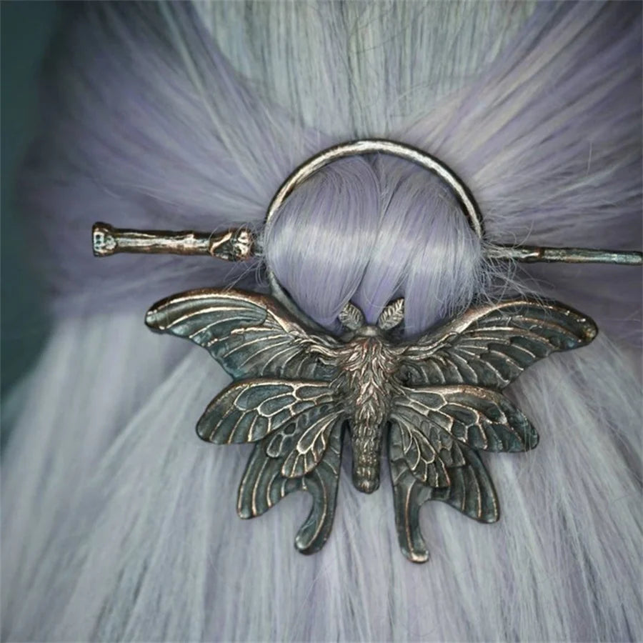 New Gothic Retro Cow Skull Skeleton Moonstone Hair Clips Hairpins for Women Fashion Deer Horn Hair Stick Hair Styling Tools - Clikcy