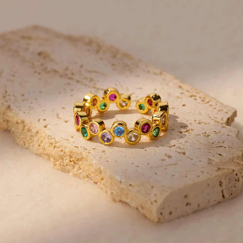 Pinky Zircon Ring for Women Stainless Steel Gold Color Ring 2025 Trend Couple Waterproof Aesthetic Wedding y2k Jewelry anillos - Clikcy