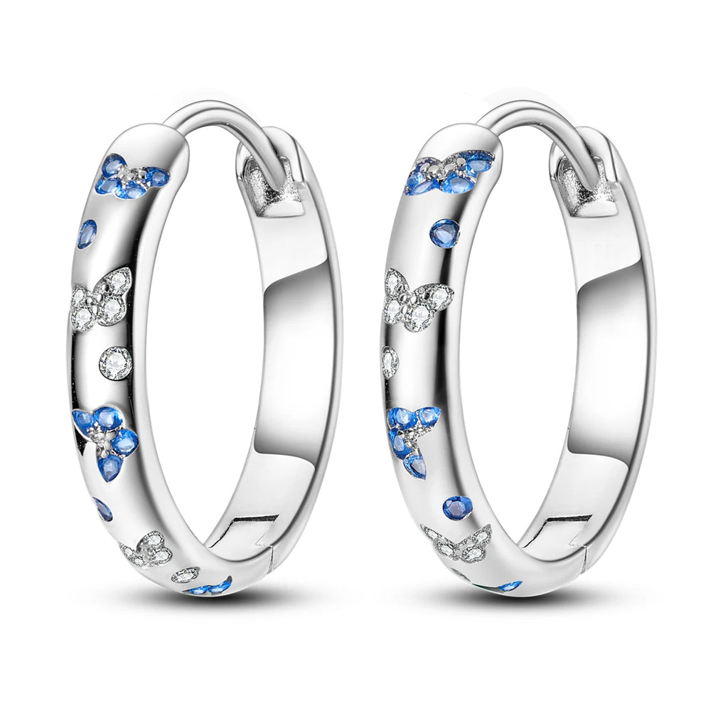 Original 925 Sterling Silver Women Hoop Earrings High Quality Shine Zircon U Shaped Classic Style Earring For Women Jewelry Gift