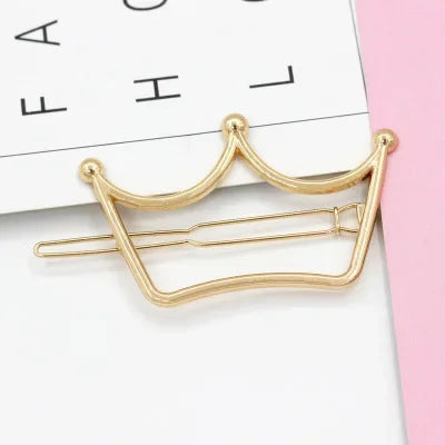 20240Fashion Woman Hair Accessories Triangle Hair Clip Pin Metal Geometric Alloy Moon Circle Hairgrip Barrette Girls Headwear - Clikcy