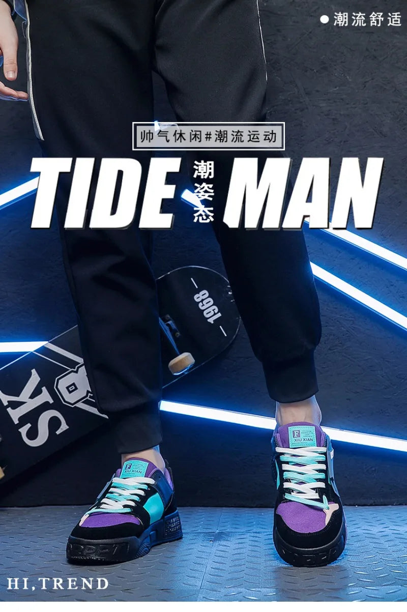 Men's Vulcanize Shoes 2024Designer Fashion Brand Sneakers Luxury Male Flat Platform Lace Up Casual Shoes for Men Tenis Masculino