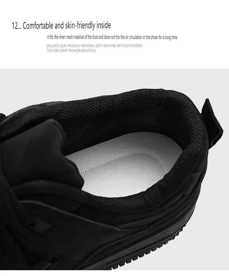 Yellow Leisure Running Sneakers Men Outdoor Leather Shoes Flat Classic Black Sports Shoes Lace Up Skateboard Board Shoe Walking