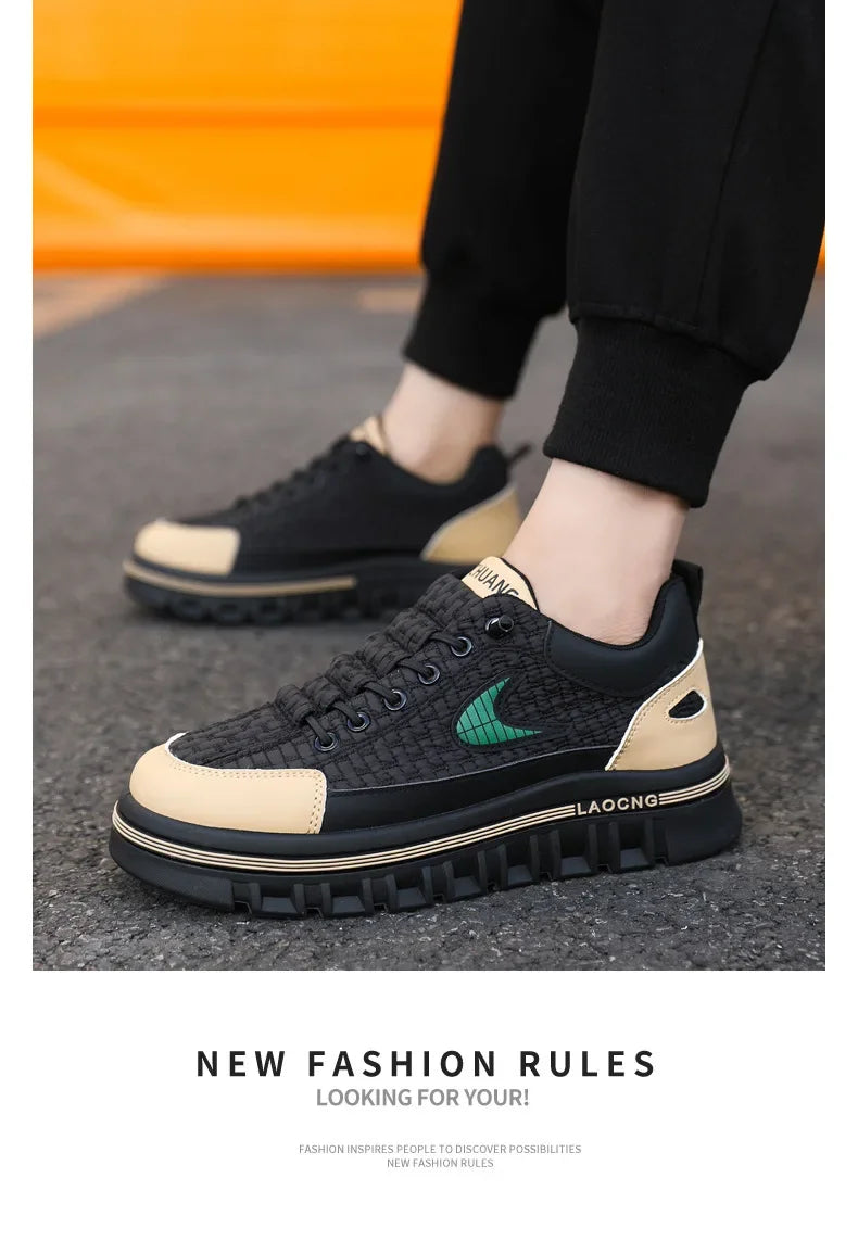 Spring and Autumn paragraph Men Chunky Sneakers Fashion Non-slip  Men's Sneakers comfortable Casual Board Shoe