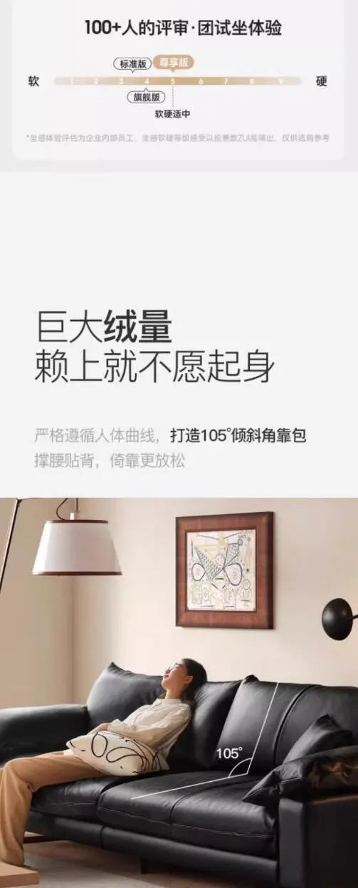 Comfortable Vintage Sofas Fancy Genuine Leather Lounge Living Room Couches Designer Solid Wood Divano Da Soggiorno Furniture - Clikcy