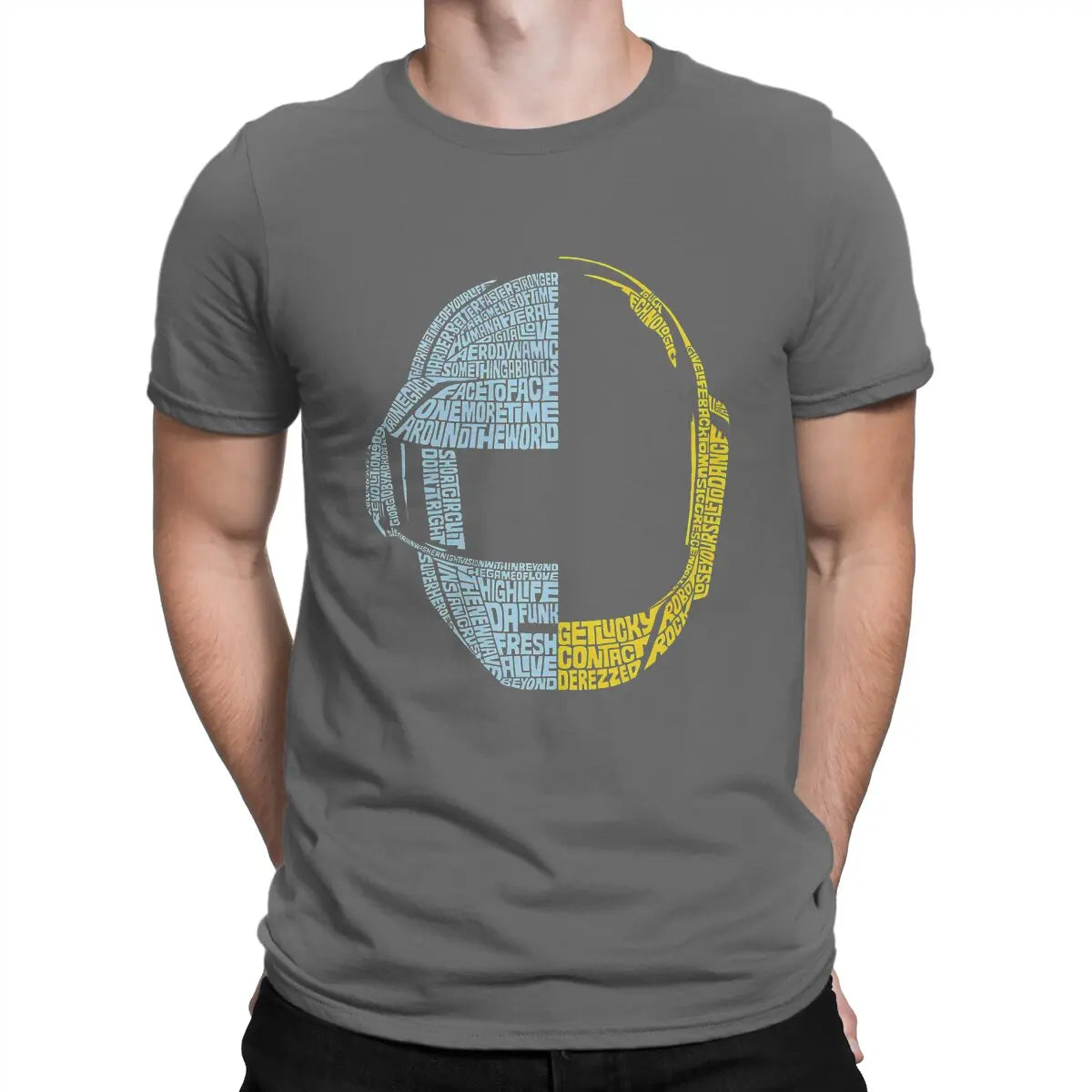 Retro Vintage Punk Men TShirt Daft Punk Electronic Production Band Crewneck Short Sleeve  Cotton T Shirt - Clikcy
