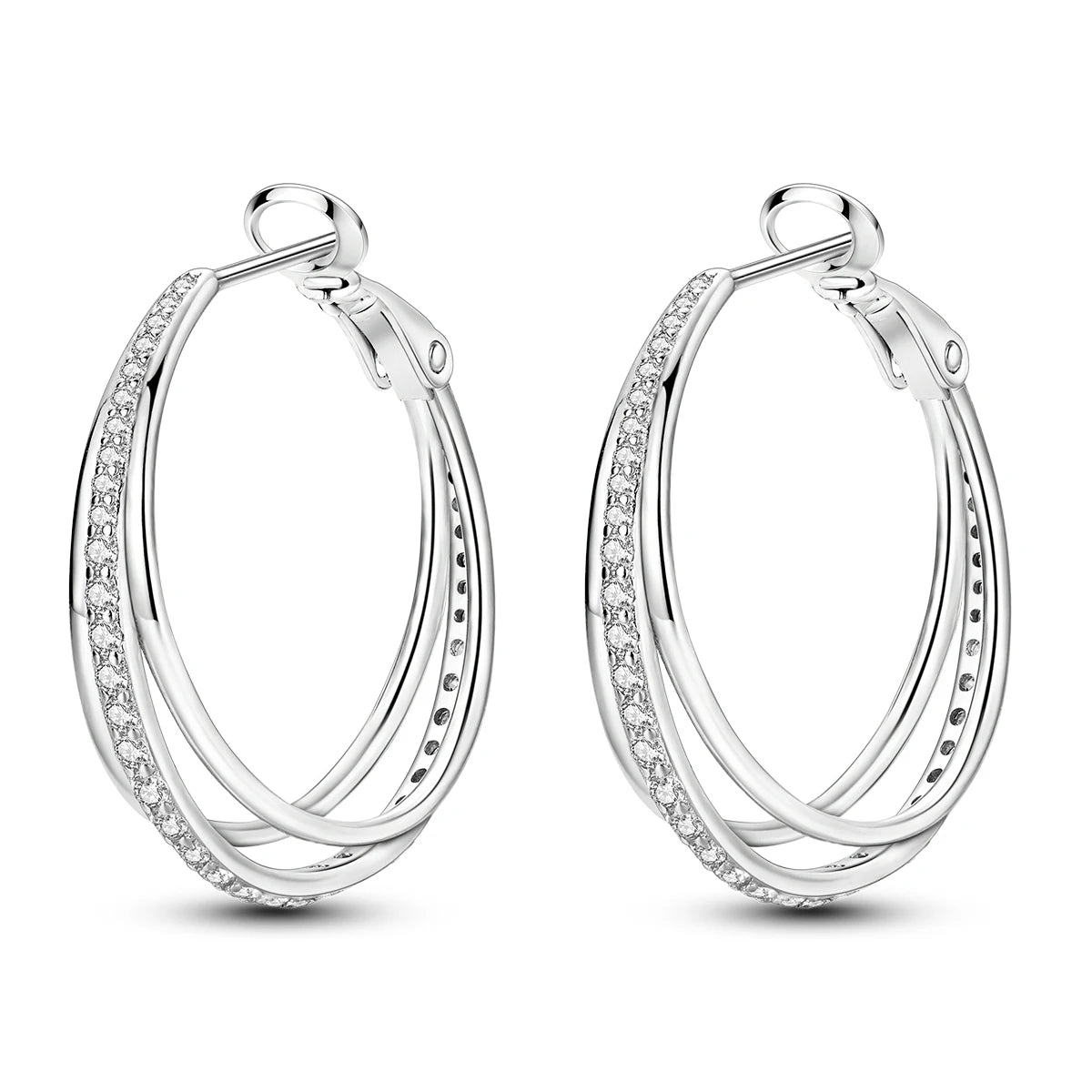 Original 925 Sterling Silver Women Hoop Earrings High Quality Shine Zircon U Shaped Classic Style Earring For Women Jewelry Gift