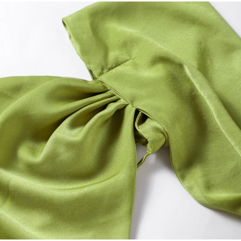 Sexy Satin Ribbon Party Dress Women Elegant Halter Backless Off Shoulder Sleeveless Female Dresses 2024 Summer Solid Robe Gown - Clikcy