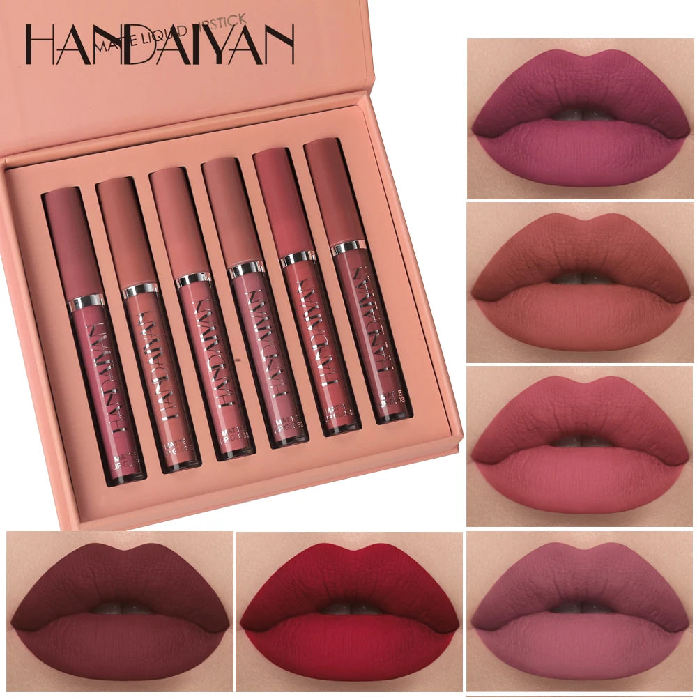 HANDAIYAN Set of 6 NonStick Cup Liquid lipstick , Long-Lasting Lip Gloss Gift Box – Matte Finish Lip Gloss, Resistant to Fading - Clikcy
