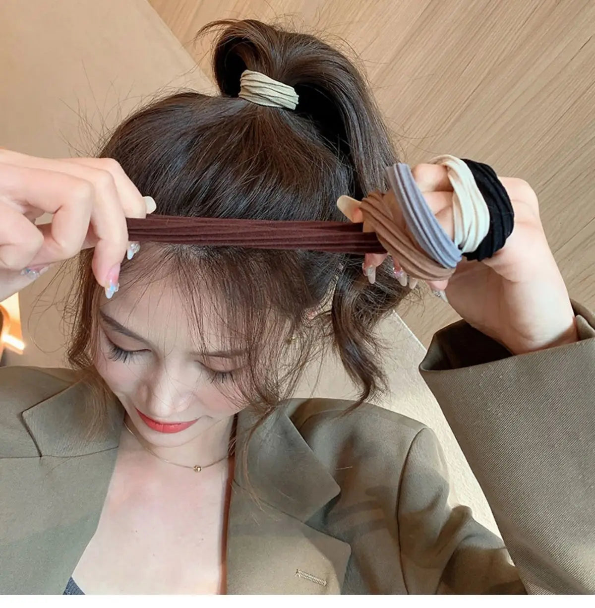 5pcs/Bag Women High Elastic Seamless Hair Rope Durable Girls No Crease Ponytail Holder Rubber Band Hair Accessories - Clikcy