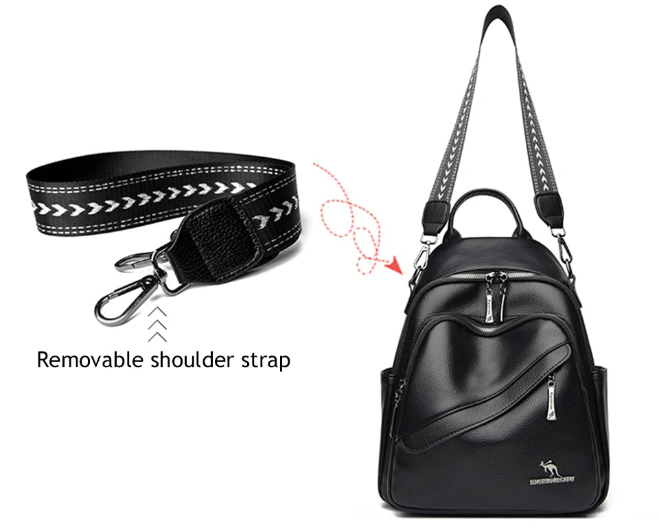 Fashion Backpacks Women Shoulder Bag Simple Rucksack Female Soft Leather Back Pack Ladies Travel Bag Large Capacity School Bags - Clikcy