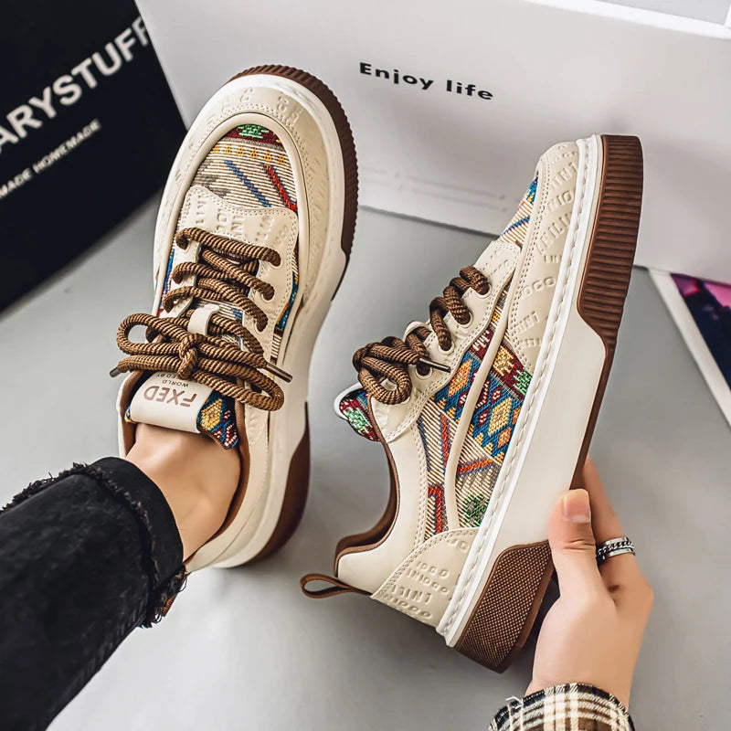 Men's Shoes 2025 New Trend Printed Fashion Shoes All Kinds of High Sense Board Shoes Daily Wear Street Casual Shoes - Clikcy