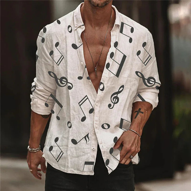 2023 Fashion Shirt Lapel Casual Men's Graffiti Ink Painting Flower Butterfly Outdoor Retro High Quality Material Top Plus Size - Clikcy