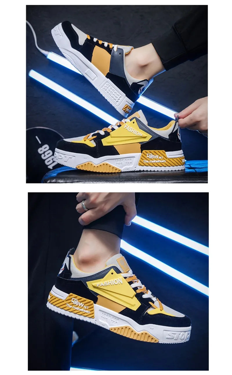 Men's Vulcanize Shoes 2024Designer Fashion Brand Sneakers Luxury Male Flat Platform Lace Up Casual Shoes for Men Tenis Masculino