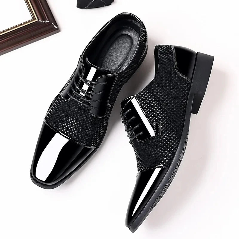 Men Dress Shoes For Men Oxfords PU Leather Shoes Lace Up Formal Black Leather Wedding Party Shoes Casual Luxury Brand Men's 2023