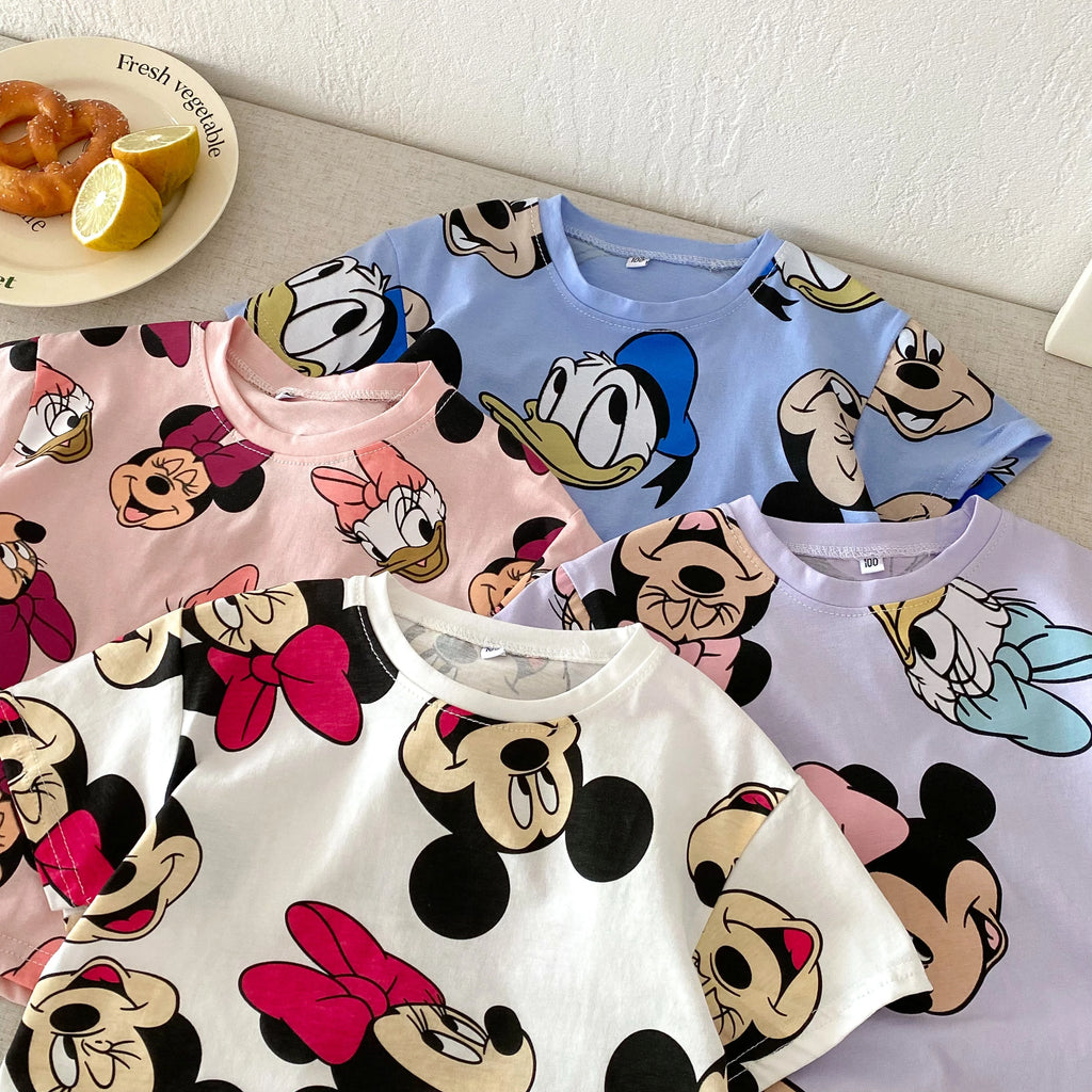 Popular Design Kids Short Sleeved Suit Cartoon Printed Children T-shirt Shorts 2pc/set Baby Boys Girls Casual Outfits 1-6 Age - Clikcy