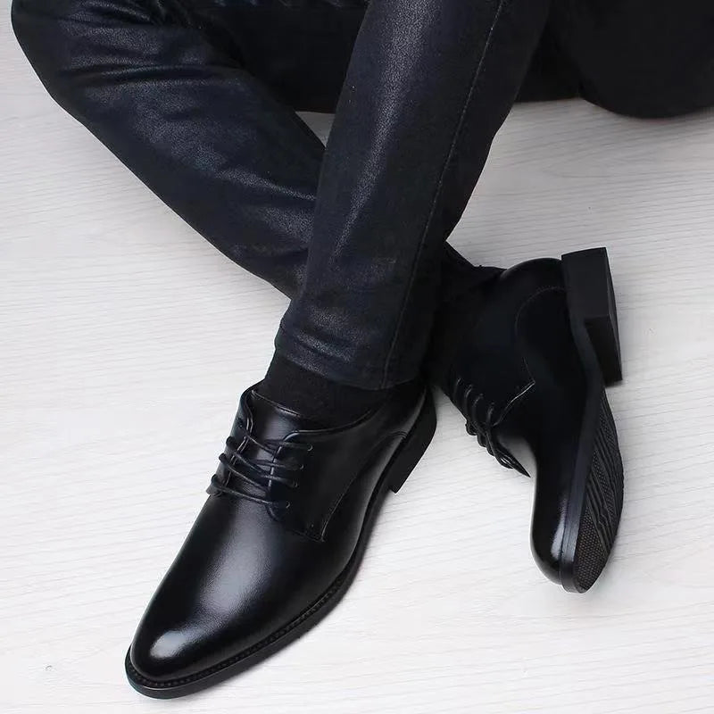Spring and Autumn British Casual Business Formal Leather Shoes Men Shoes Heightening Single Shoes Shoes Casual Shoes Suit - Clikcy
