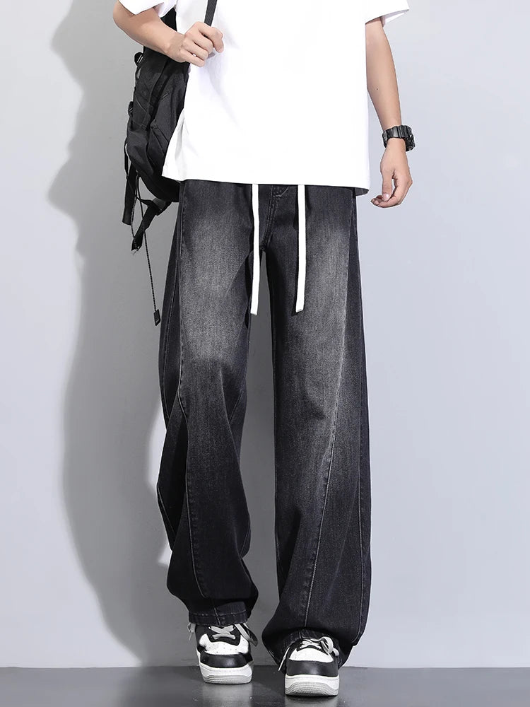 Summer Lyocell Jeans Men Korean Fashion Wide Leg Straight Denim Pants Light and Thin Cool Baggy Jeans Trousers - Clikcy