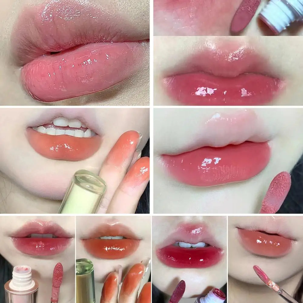 8 Colors Ice Tea Mirror Lip Glaze High Gloss Moisturizing Sexy Red Lip Tint Lipstick Hydrating Long Lasting Lip Gloss Lip Makeup - Clikcy