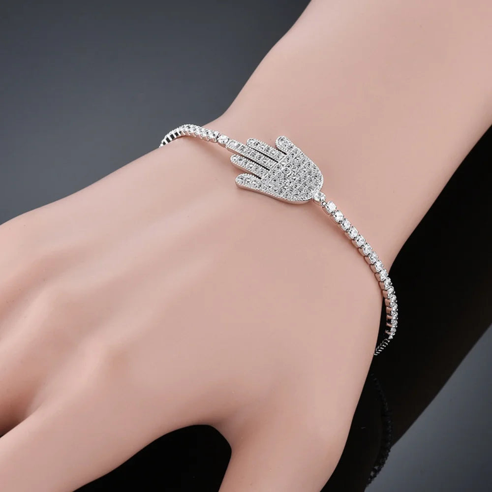 Luxury New Trendy Gold Color AAA Zircon Rhinestone Bracelet Chain Charm Valentine's Day Jewelry Gifts For Women Lovers - Clikcy
