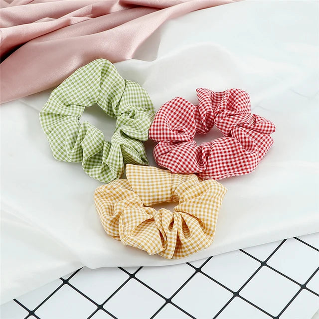 3Pcs/Lot Korean Printing Large Hair Bands For Women Girl Elastic Hair Ring Fashion Scrunchies Dating Party Headdress Accessories