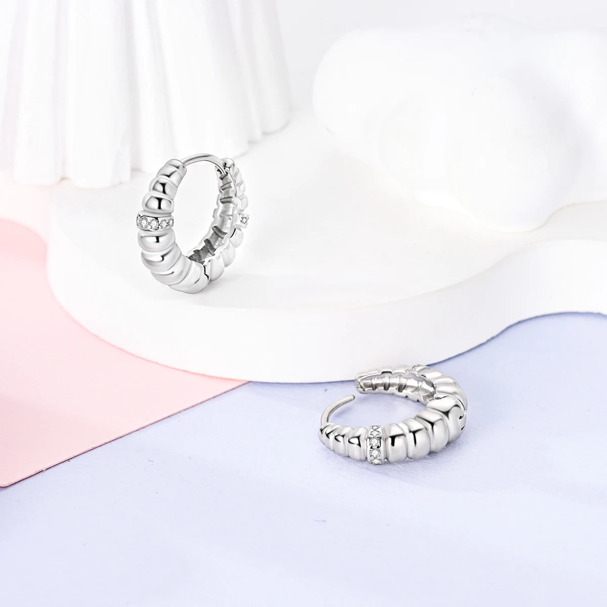 Original 925 Sterling Silver Women Hoop Earrings High Quality Shine Zircon U Shaped Classic Style Earring For Women Jewelry Gift - Clikcy