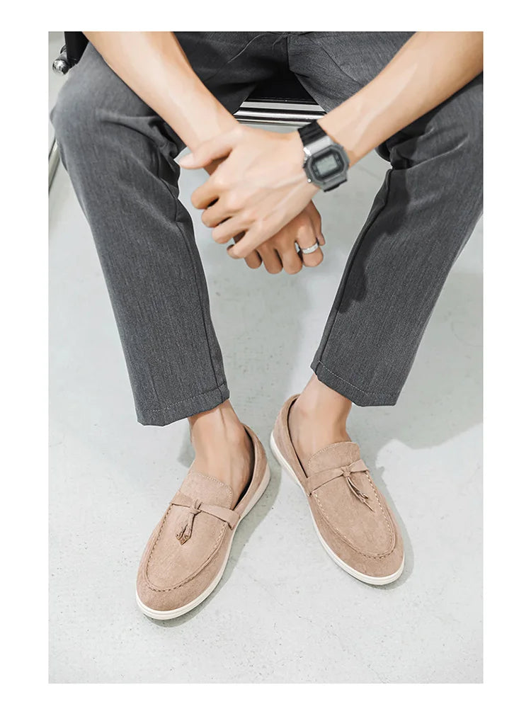 Summer Beige Moccasins For Men Comfortable Suede Casual Designer Men's Shoes Lightweight Slip-on Men Loafers zapatos para hombre - Clikcy