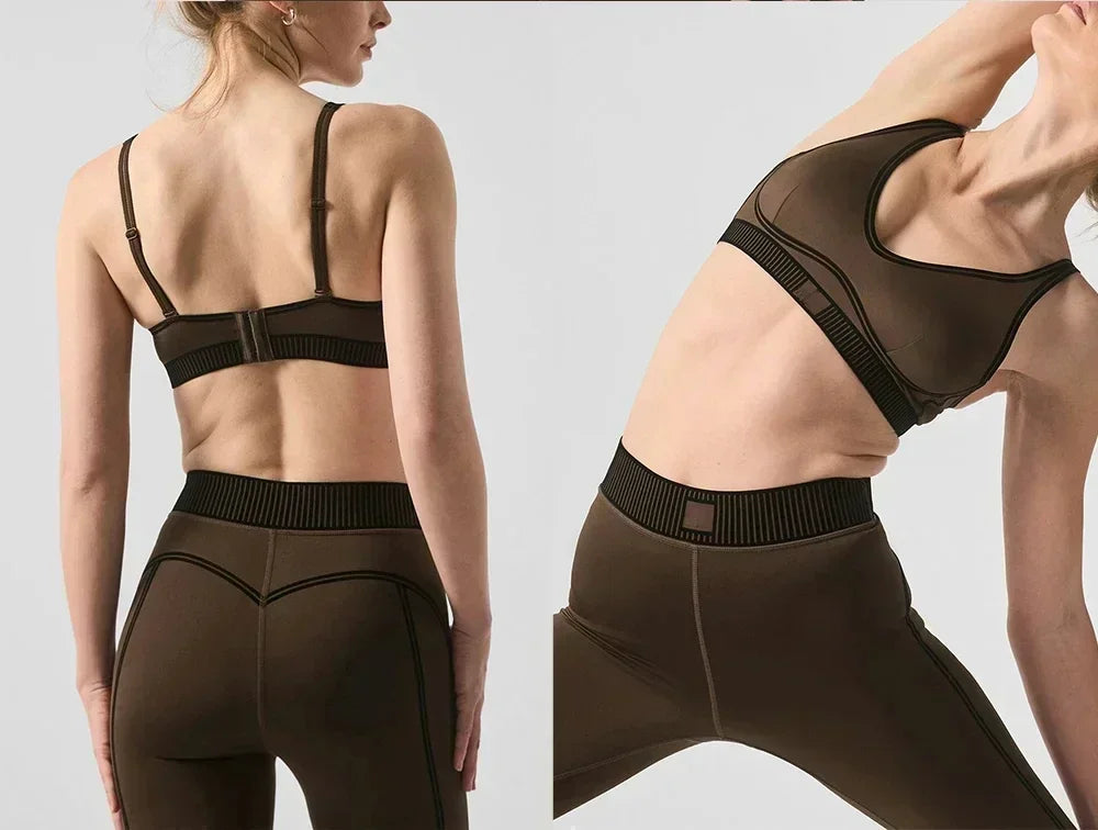 Women's Yoga Set Fitness Air Lift High waist 7/8 Line gaiter Bra with pad Fit comfortable fitness set Slimming outdoor gaiter - Clikcy