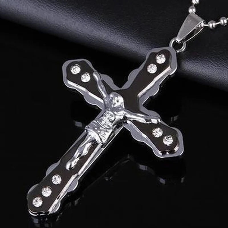 Fashion Jesus Cross Necklace Religious Faith Cross Jesus Jewelry Mens and Women's Necklace Banquet Party Anniversary Gift Hiphop - Clikcy