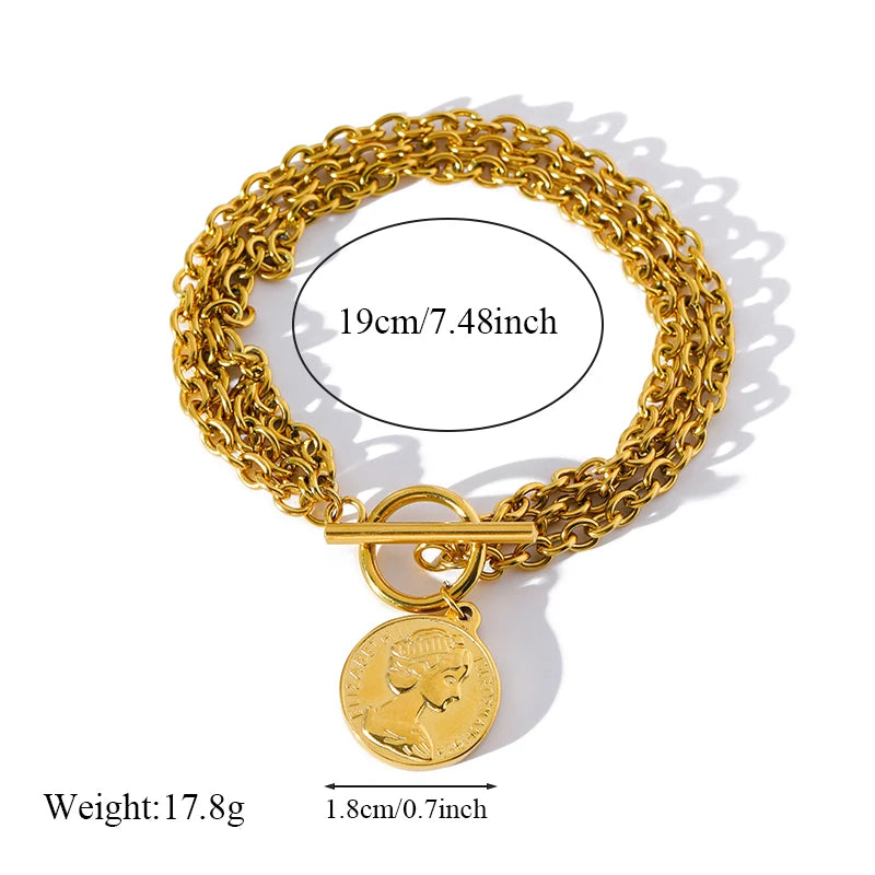 EILIECK 316L Stainless Steel Gold Color Starfish Shells Charm Bracelet For Women New Trendy Wrist Chain Jewelry Holiday Gifts - Clikcy