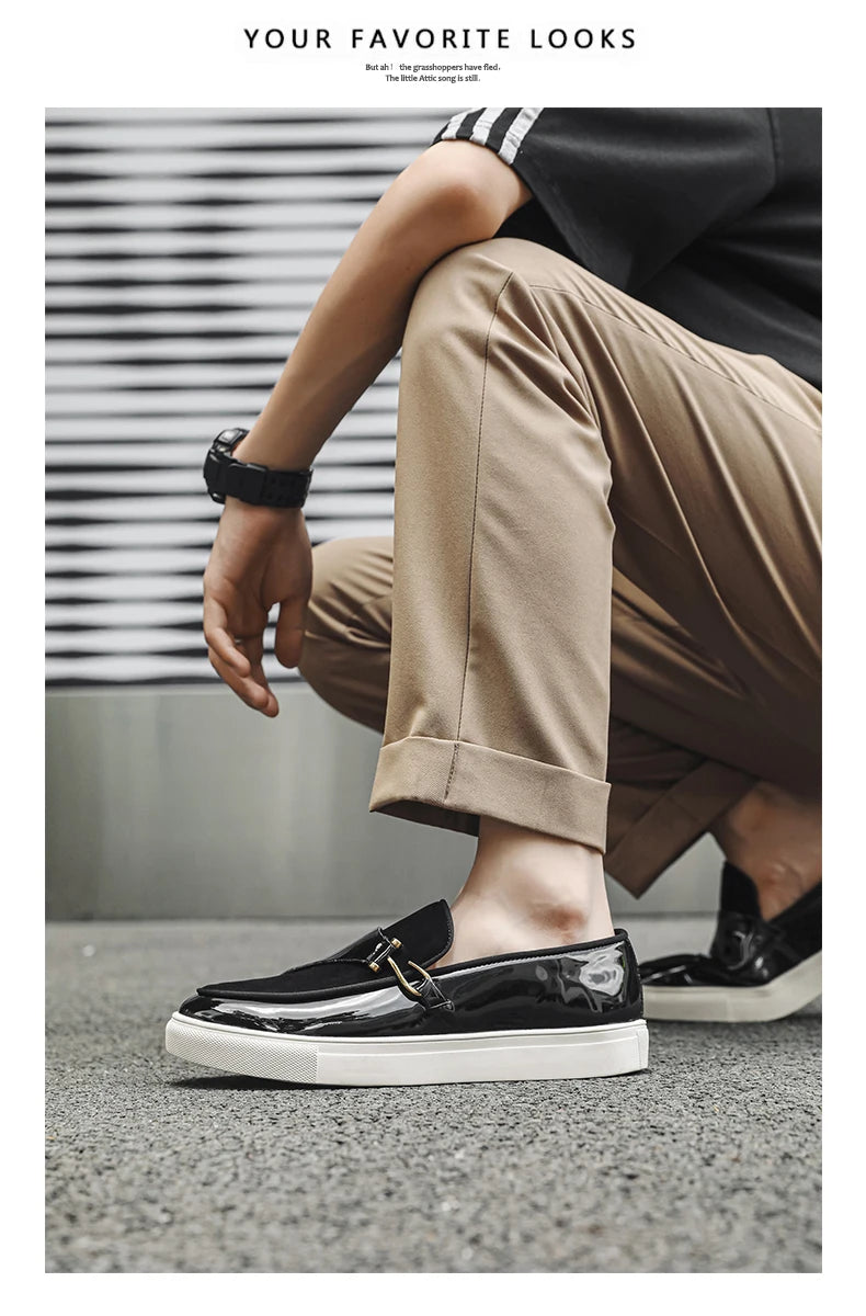 Hight Quality Casual White Leather Shoes For Men New Platform Walking White Sneakers Male British Style Loafers Yuppie Men 2025 - Clikcy