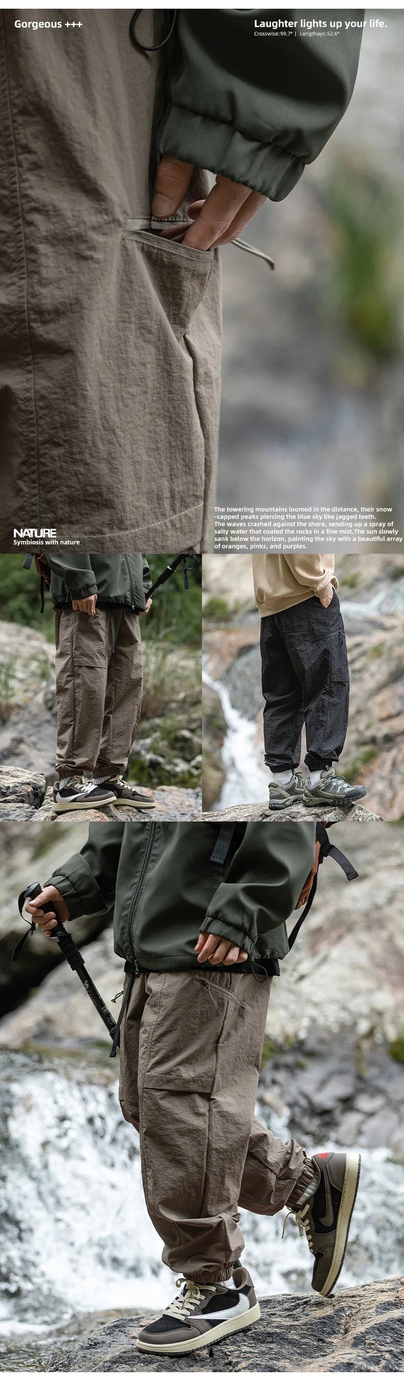 TFETTERS Autumn Men Cargo Pants 2025 Multi Pocket Waterproof Solid Color Casual Pants 100% Nylon Outdoors Tourism Men Clothes - Clikcy