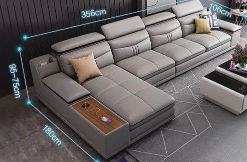 Luxury Wooden Sofa Set Design Modern Living Room Straight L Shaped Smart Sofa Bed With Storage - Clikcy