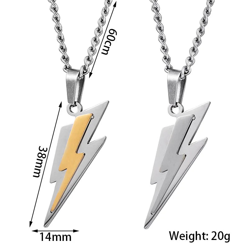 RAKOL Trendy Gamepad Lightning Stainless Steel Necklaces For Women Men Gold Color Metal Necklace Party Everyday Jewelry - Clikcy
