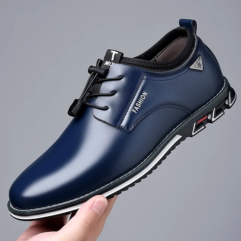 New Business Casual Shoes for Men Lace Up Formal Shoes for Male Black Leather Oxfords Plus Size Wedding Party Office Dress Shoes